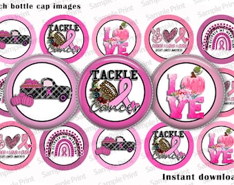 Breast cancer BCI - We wear pink - October awareness - Bottle cap images - Pink ribbon - Breast cancer images - Circle images - 1 inch BCI