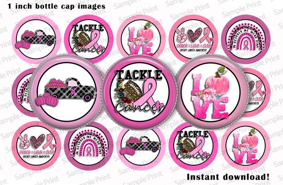 Breast cancer BCI - We wear pink - October awareness - Bottle cap images - Pink ribbon - Breast cancer images - Circle images - 1 inch BCI
