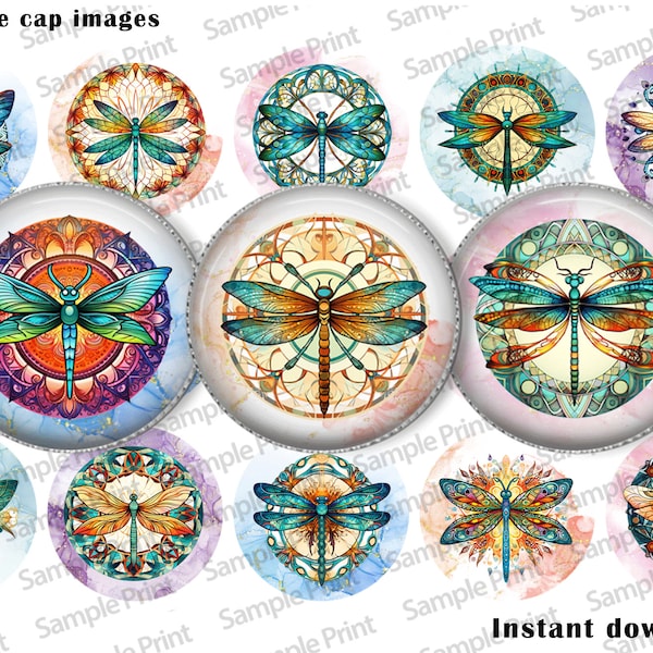 Dragonfly Bottle Cap Art Etsy