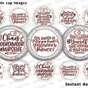 Afbeeldingen van verpleegkundigen - afbeeldingen van flesdop van 1 inch - cirkelafbeeldingen van 1 inch - Bedank een verpleegkundige - Verpleegkundigen zijn helden - Foto's van het leven van verpleegkundigen - Afdrukbare afbeeldingen