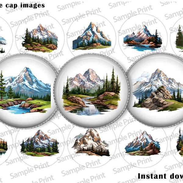 Rocky mountain BCI - Mountain images - Rocky mountains - Bottle cap image - 25mm cabochon - 1 inch circle - Instant download - Moutain range