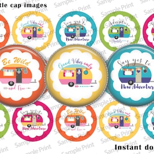 Camper BCI - Camping images - Camper images - Good vibes BCI - Bottle cap image - 1 inch images - Circle cabochons - Circle images - Digital