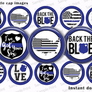 Terug het blauwe BCI - Afbeeldingen op de kroonkurk - Blue Lives Matter - I've got your Six - Dunne blauwe lijn - Officieren doen er ook toe - All lives matter