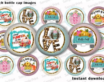 Fall BCI - Shabby fall images - 1 inch circle images - Cabochon sheet - Printable download - Love fall - Fall y'all - Pumpkin BCI - Trucks
