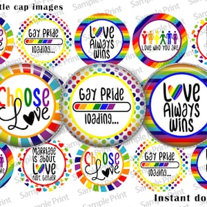 Images de la fierté - BCI du mois de la fierté - BCI de la fierté - Images de bouchons de bouteille - L'amour gagne toujours - Born this way - Images arc-en-ciel - Cercles de 1 pouce - Gay