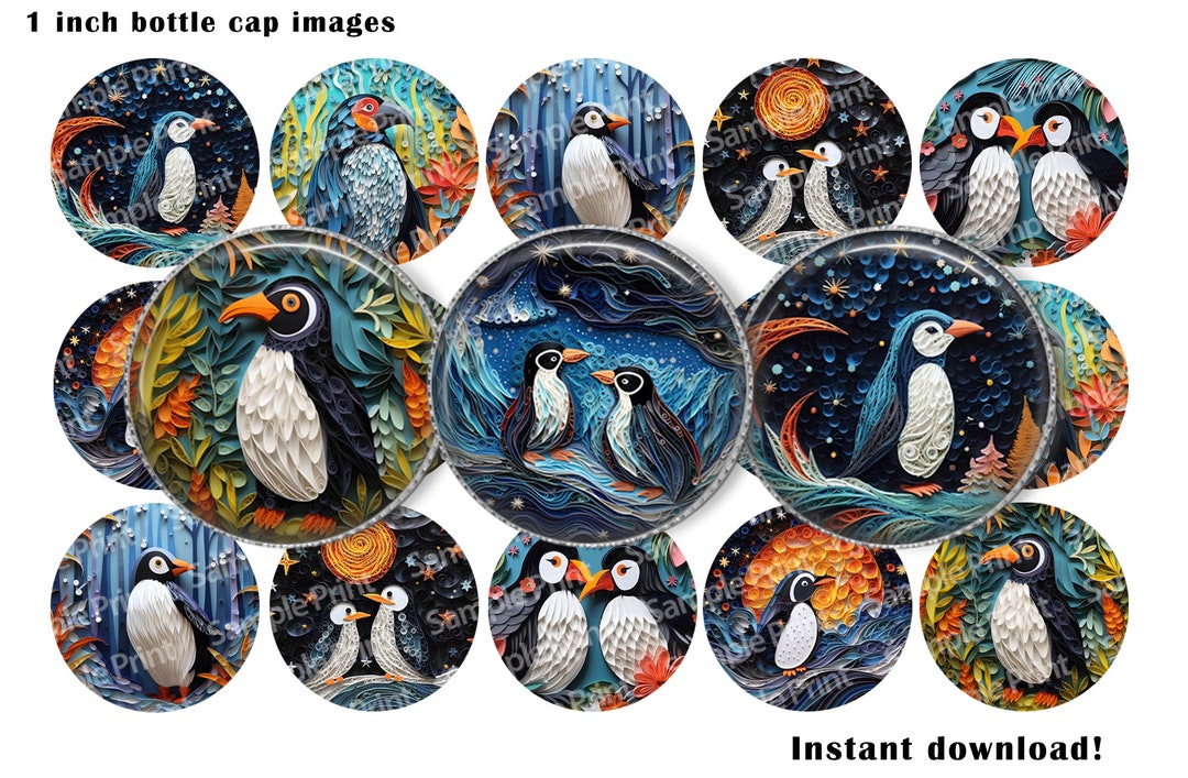 Penguin Images Penguin BCI Paper Quilling Paper Quill BCI Bottle Cap