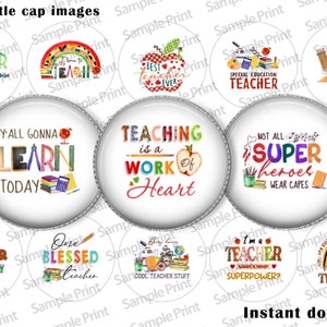 Teacher BCI - Teacher images - Back to school - 25mm cabochons - 1 inch circle - Bottle cap images - Digital image sheet - Best teacher ever