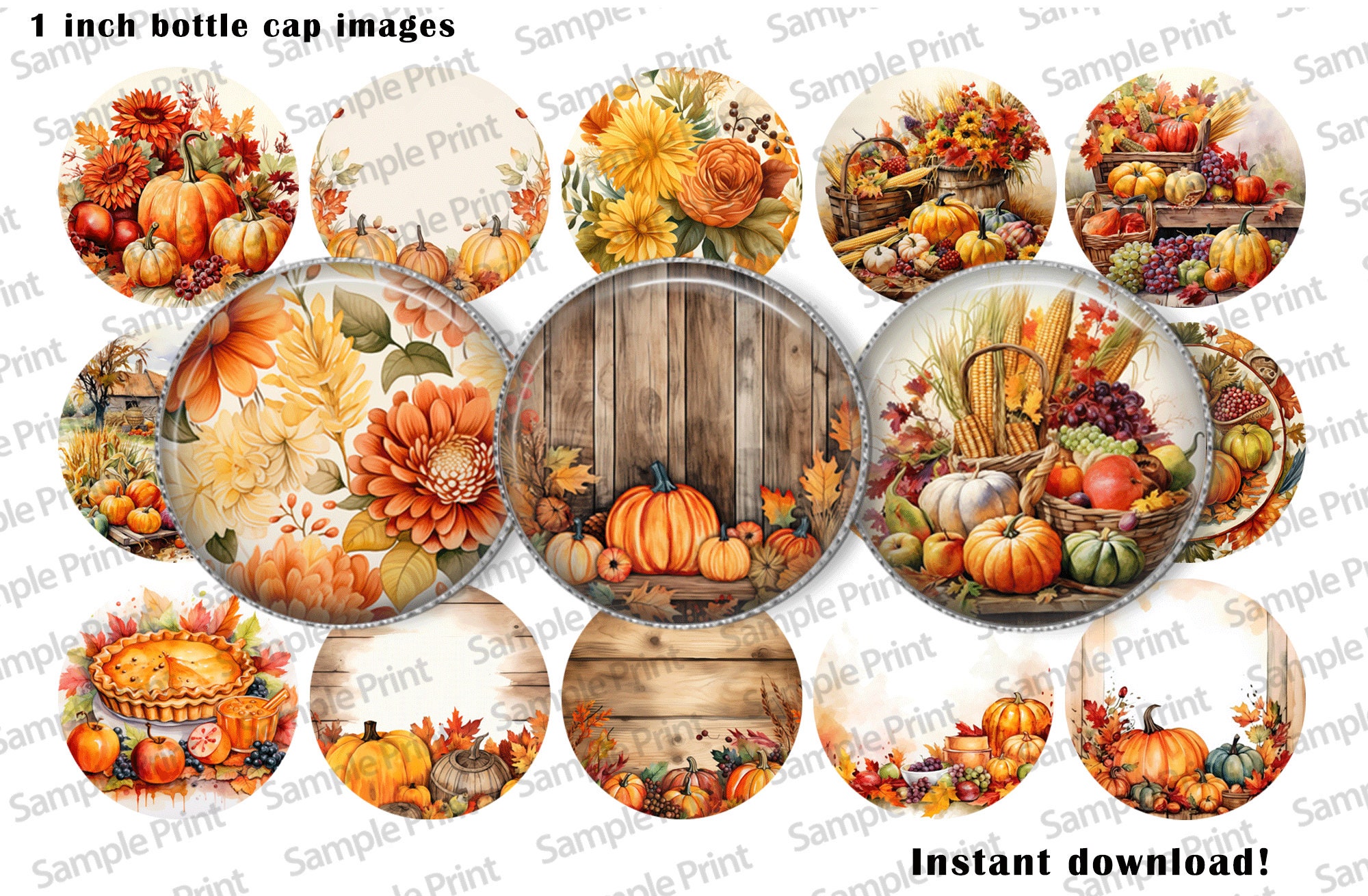 Thanksgiving images - Fall images - Thanksgiving BCI - Fall BCI - Editable images - Bottle cap images - 25mm cabochons - 1 inch circles