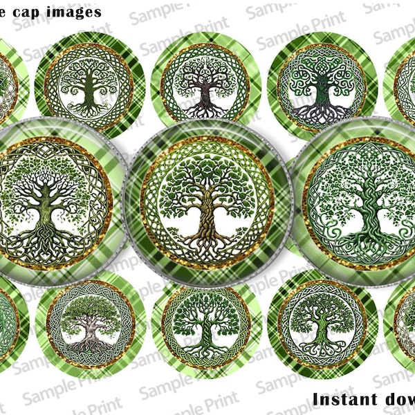 Celtic images - Celtic BCI - St pattys day - Tree of life - Bottle cap images - 25mm cabochons - 1 inch circles - Celtic knot - Celtic tree