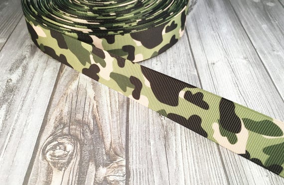 1/" UNITED STATES ARMY GREEN CAMO GROSGRAIN RIBBON BY THE YARD USA SELLER