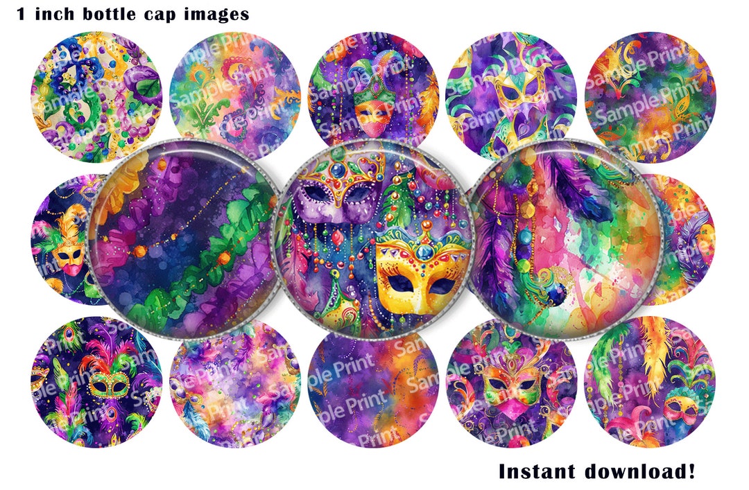 Mardi Gras BCI - Mardi Gras Images - Bottle Cap Images - 25mm Cabochons