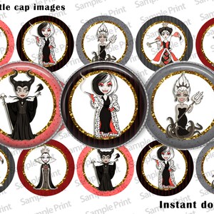 Images de méchant - Images de bouchons de bouteille - BCI de méchant - Images de personnages - BCI de personnages - Cercles de 1 pouce - Cabochons de 25 mm - Cabochons circulaires