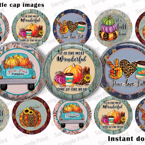 Fall images - Fall BCI - Pumpkin BCI - Fall harvest BCI - Harvest images - Bottle cap images - 1 inch circles - Autumn images - Craft circle