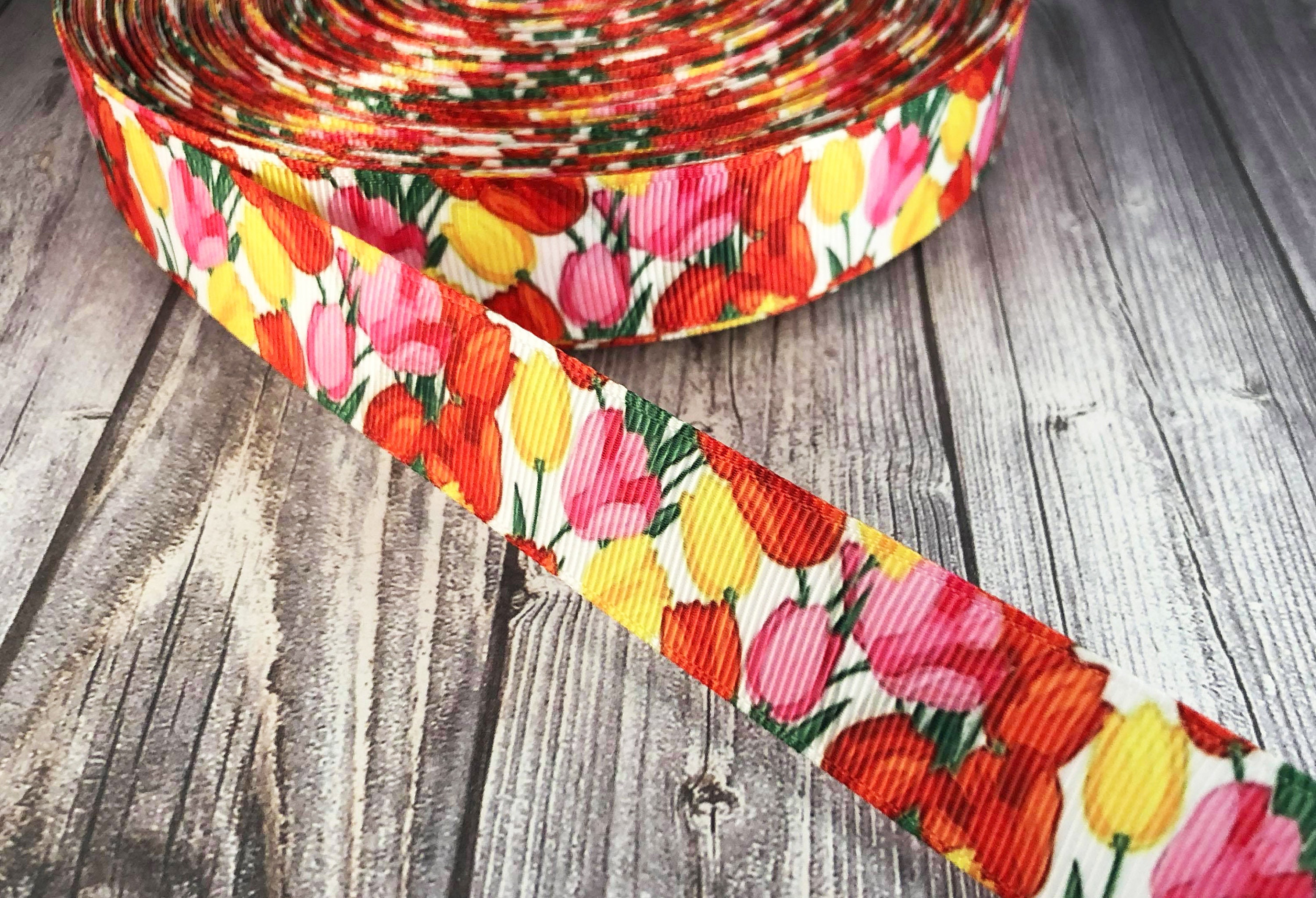 7/8 Tulip ribbon Flower ribbon Grosgrain ribbon Etsy