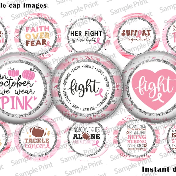 Breast cancer awareness - Breast cancer BCI - Breast cancer images - October Awareness - 25mm cabochons - 1 inch circles - We wear pink