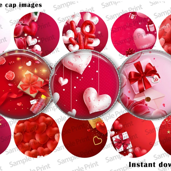 Editable BCI - Valentine images - Valentine BCI - 25mm cabochons - 1 inch circles - Bottle cap images - Badge reel DIY - Magnet images