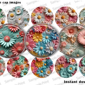 Blumenbilder - Blumen BCI - Blumenbilder - Blumen BCI - Kronkorken Bilder - 1-Zoll-Kreise - 25 mm Cabochons - Digitale Collage - Bearbeitbar