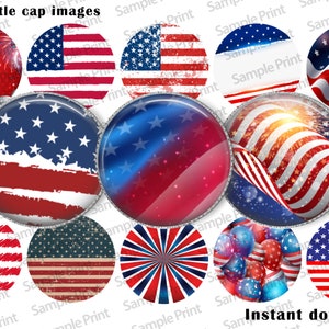 American flag images - American flag BCI - Bottle cap images - Digital image sheet - 25mm cabochons - 1 inch circles - 4th of July - Merica