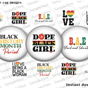 Black history BCI - Black history images - Bottle cap images - 25mm cabochons - 1 inch circles - Dope black girl - Black woman - Digital