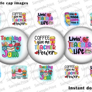 Lehrer Bilder - Lehrerin BCI - Leben Lehrer Leben - Lehren ist meine Marmelade - Lehrerkraft - 25 mm Cabochon - 1 Zoll Kreise - Kronkorken Bilder