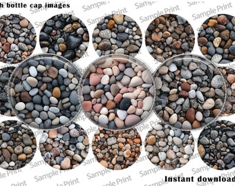 River rock images - River rock BCI - Bottle cap images - 25mm cabochons - 1 inch circles - Instant download - Editable images - Editable BCI