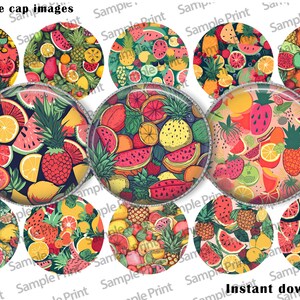 Fruit images - Fruit BCI - Bottle cap images - 25mm cabochons - Editable images - 1 inch circles - Instant download - Collage sheet - Crafts