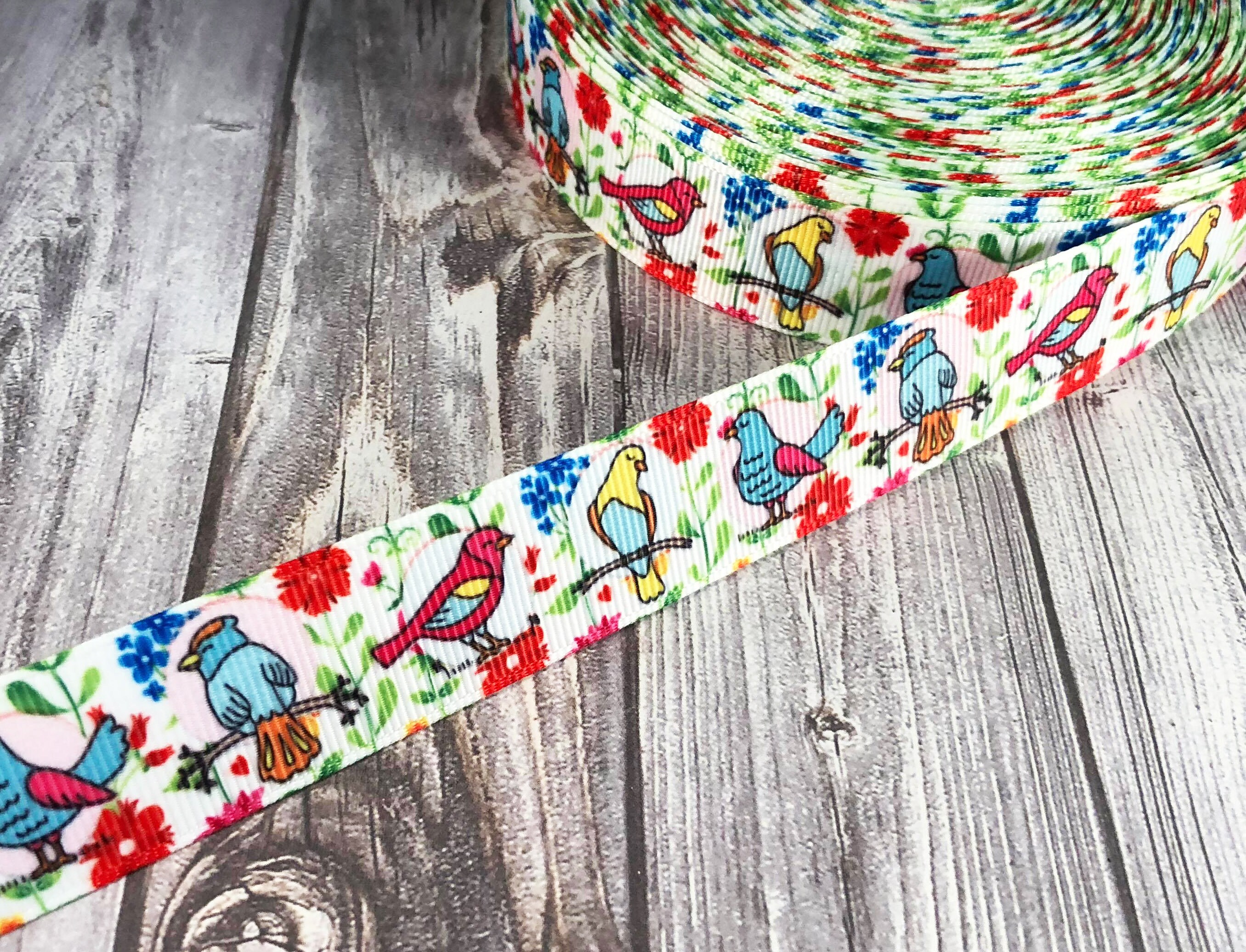 Bird ribbon Animal ribbon 7/8 Grosgrain ribbon Owl Etsy