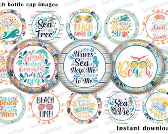 Beach BCI - Circle images - 1" bottle cap images - 4x6 printable sheet - Downloadable sheet - Fruity summer BCI - Tropical beach BCI - Craft