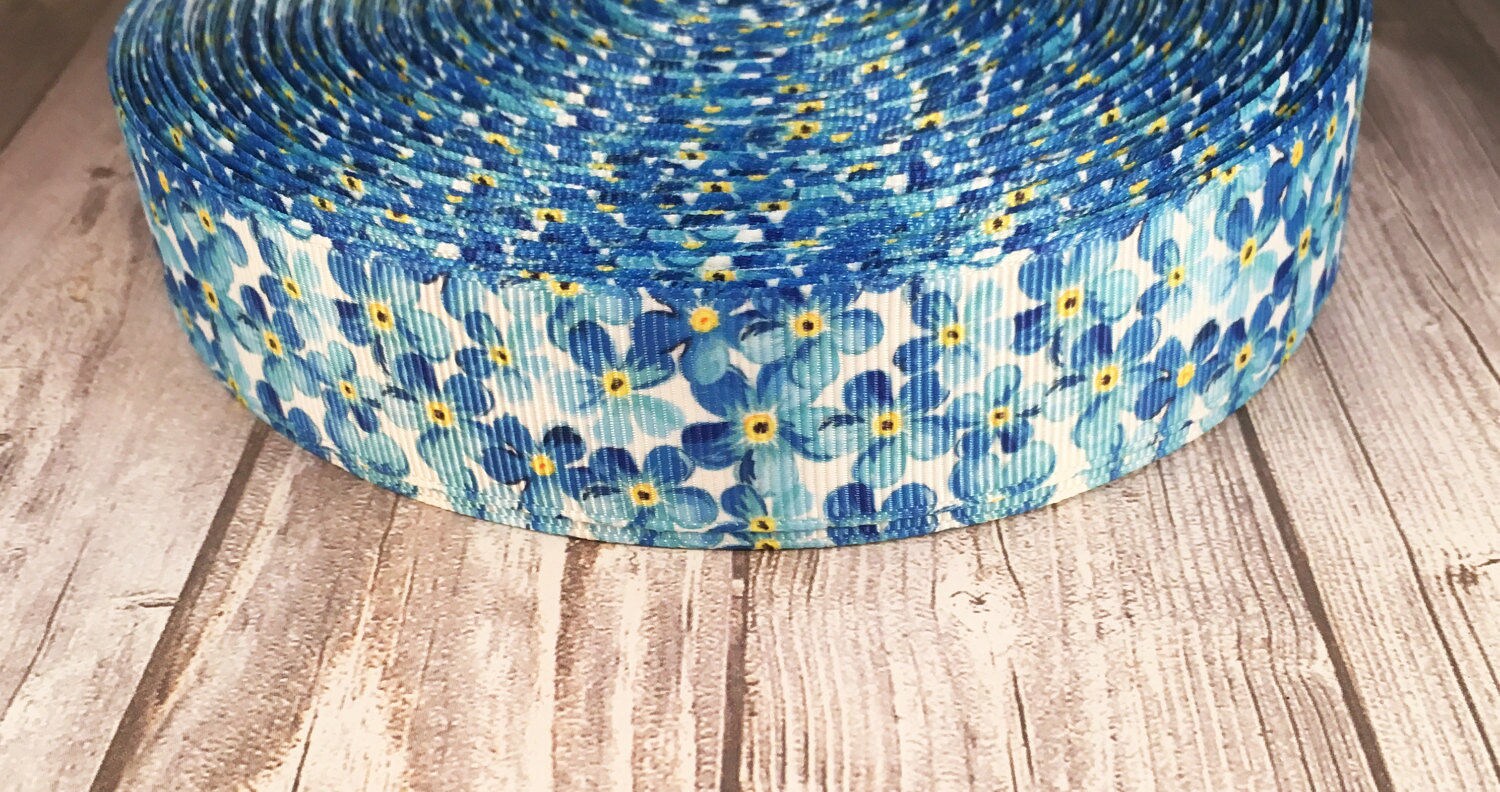 1 flower ribbon Blue flower ribbon Wedding flowers | Etsy