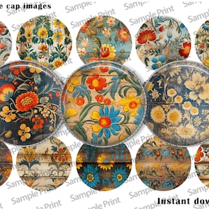 Bearbeitbare Bilder - Bearbeitbare BCI - Holzbilder - Holz BCI - Blumenbilder - Blumen BCI - Kronkorkenbilder - 25 mm Cabochons - 1 Zoll Kreise