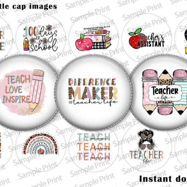 Teacher BCI - Teacher images - 25mm cabochons - 1 inch circles - Teacher life - Difference maker - Teach love inspire - Love inspire - Craft