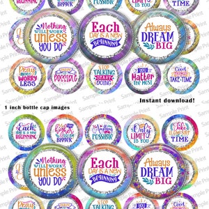 Positivbilder - Positive BCI - Positive Botschaften - Aufmunternde Worte - Affirmationsbilder - Kronkorkenbilder - 25mm Cabochons - 1 inch