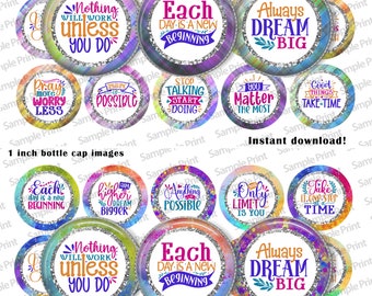 Positive images - Positive BCI - Positive messages - Encouraging words - Affirmation images - Bottle cap images - 25mm cabochons - 1 inch