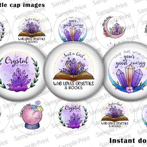 Crystal images - You are magic - Crystal BCI - Bottle cap images - 25mm cabochon - 1 inch circles - Crystals and books - Good energy - Craft