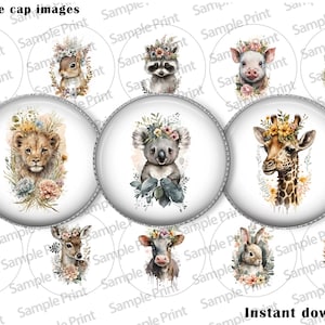 Spring animal - Spring images - Spring BCI - Animal images - Animal BCI - Bottle cap images - 25mm cabochons - 1 inch circles - Digital