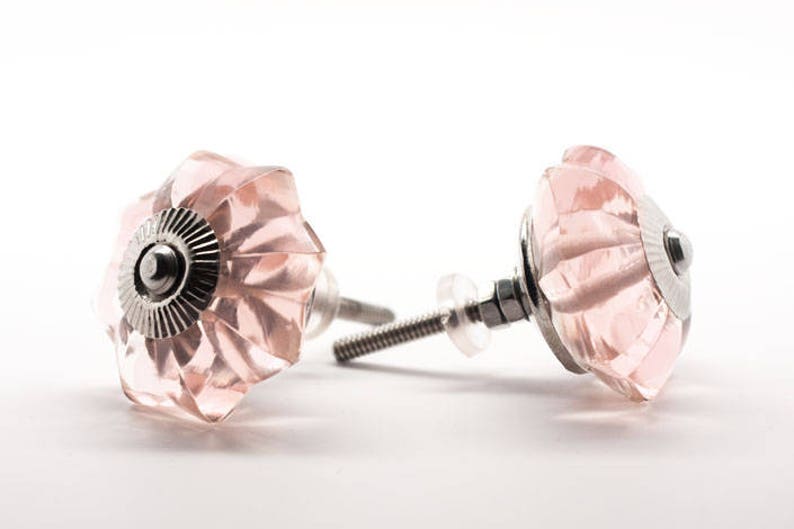 Pink Glass Knob Drawer Knobs Cabinet Knobs Decorative Etsy
