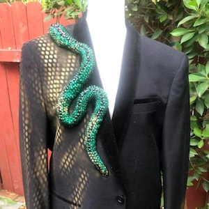 Medusa Gorgon Snake Jacket Suit. Greek Mythology God.  Designer Unique. Rhinestones.  Adult.  Halloween. Handmade. Wearable Art. Gift.