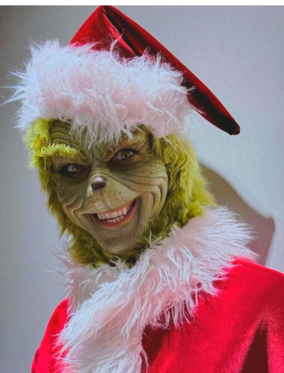 Handmade Faux Fur Monster Hood: Christmas Costume, Olive/Neon Green