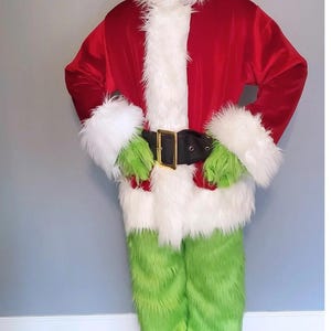 Neon Green Faux Fur Monster Costume: Handmade Santa Outfit