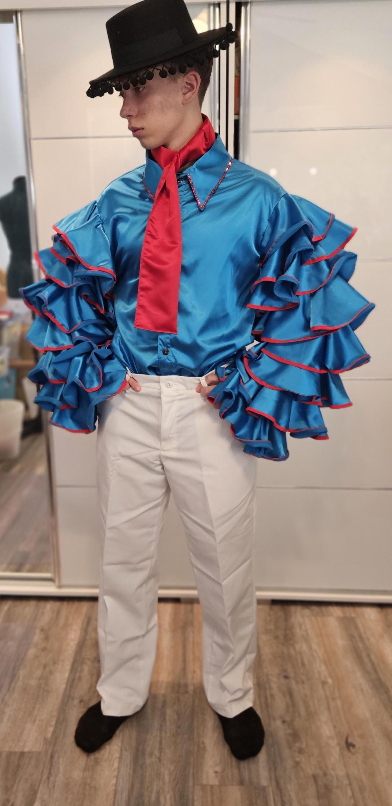 Mens Latin Rumba Costume Samba Carnival Flamenco Adult Spanish Mexican Outfits E - Foto 7