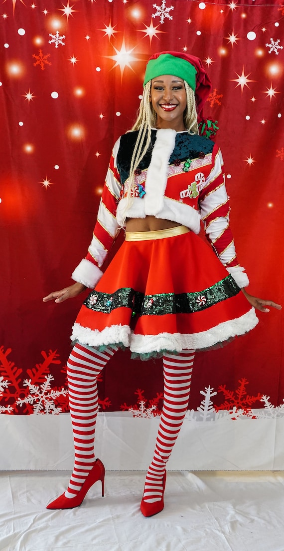 Christmas Elf Female Costume. Handmade Dress for Santa s Helper. Winter. Holiday. Show. Performance. Gift. Wearable Art. Etsy