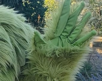 Handmade Faux Fur Monster Gloves: Olive or Neon Green Christmas Costume