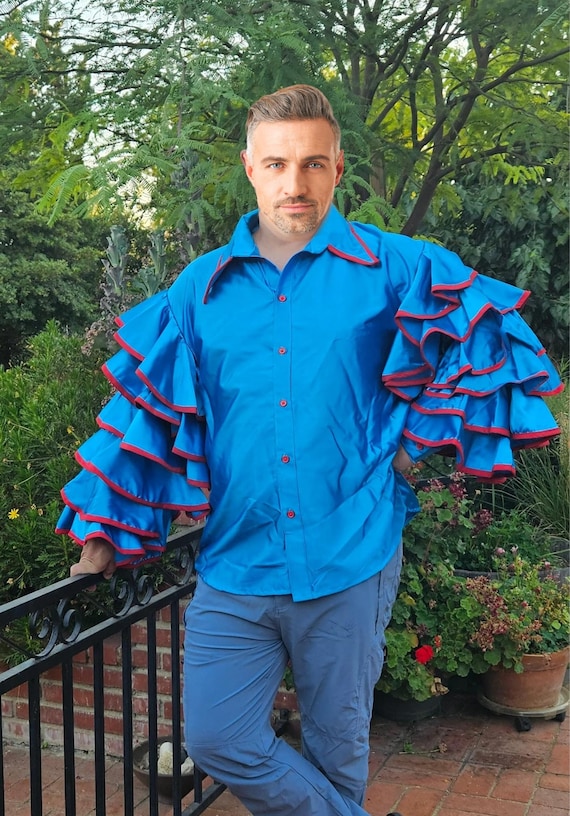 Samba Rumba Flamenco Shirt With Ruffles. Adult. Multicolor Options. Performance Wear. Dance. Halloween. Handmade Costume. Party. Show. Gift. Etsy