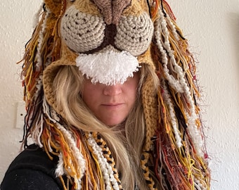 Gehaakte leeuwenmuts: realistische leeuw kostuum