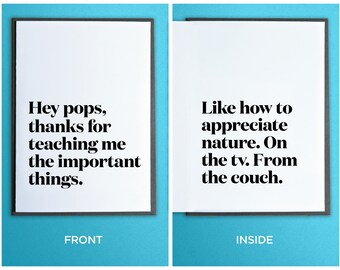 Funny Father's Day Card - Thank You Card - Appreciation Card - Hey Pops, Thanks for the Important Things.