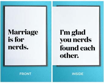 Engagement Gift - Wedding Shower Card - Best Friend Wedding Card - Best Friend Engagement Card - Marriage is for Nerds