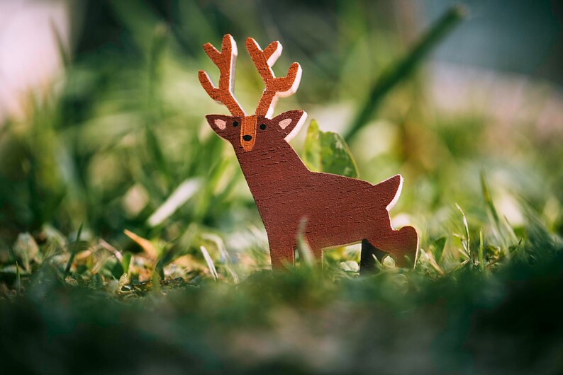 Small Deer Wood Toy wooden deer figurine, deer toy, deer charm, deer totem, animal totem, animal charm, wooden animals, forest animals image 3