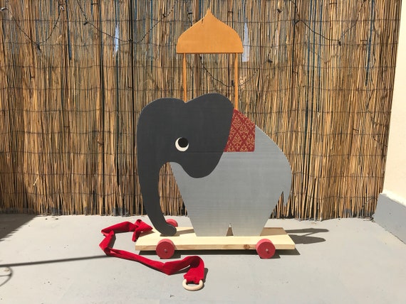 Indian Elephant Pull Toy Wooden Toy Wooden Elephant Etsy