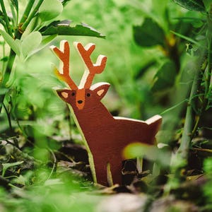 Small Deer Wood Toy wooden deer figurine, deer toy, deer charm, deer totem, animal totem, animal charm, wooden animals, forest animals image 1