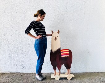 Wooden Llama Decor